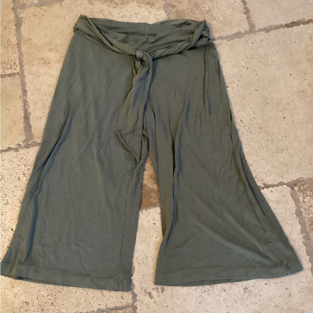 Banana Republic Green Wide-Leg Pants-front tie
Waist 14”
Inseam 15”
H5
